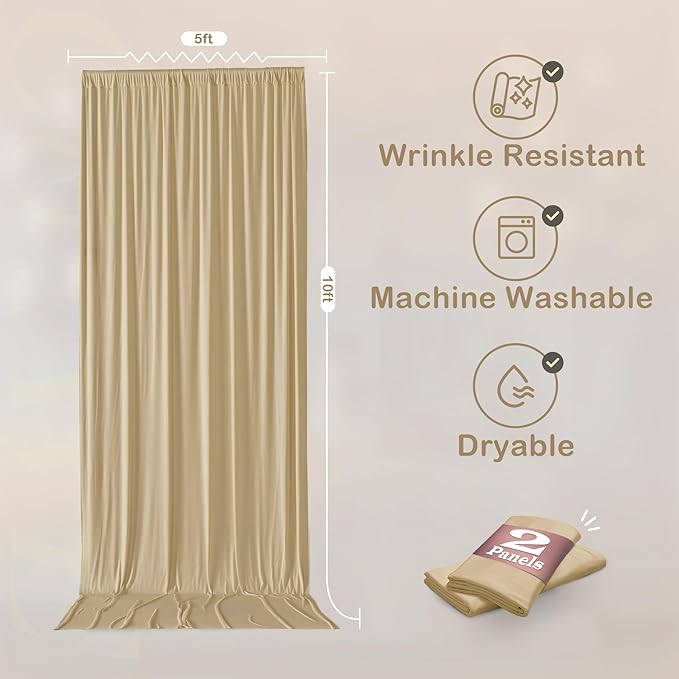 30ftx10ft Beige Backdrop Curtains - Image 3
