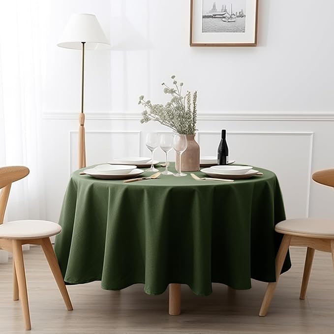 EVERLY 100% Pure Linen Round Tablecloths 80Inch Round Machine Washable - Image 3