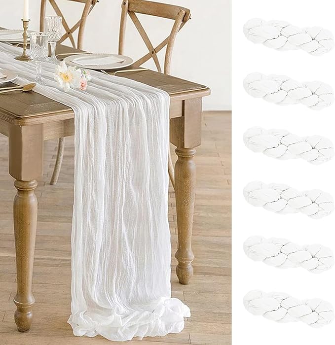 6 Pack White Cheesecloth Table Runner - 10Ft Gauze Cheese Cloth Table Runner by BlueTopCoLtd