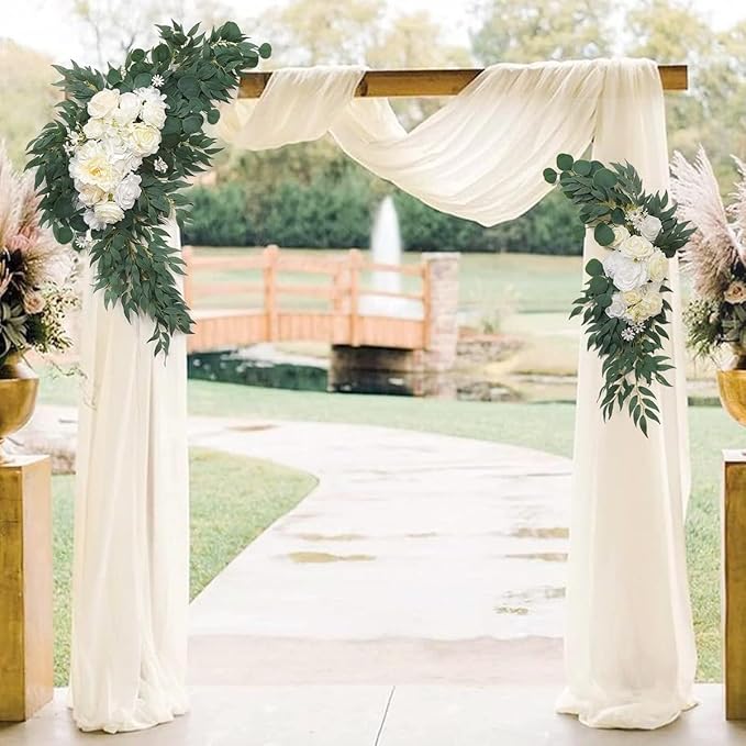 Ivory Wedding Arch Draping Fabric 4 Panels 29" x 20 FT White Drapes by DeZerlor