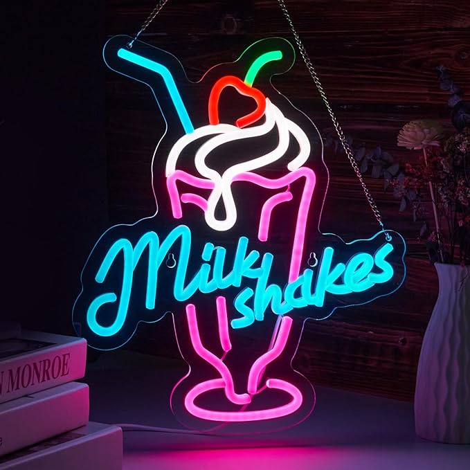Milk Shakes Neon Signs Ice Cream Neon Light Milk Tea LED Neon Light Milk USB by ORIXIAYE