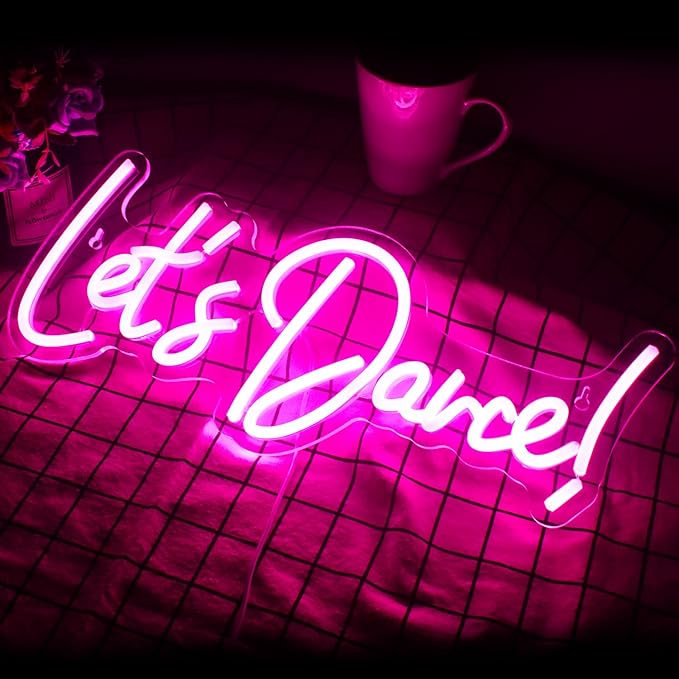 Wanxing Let's Danced Neon Signs Let's Dance Neon Light Up Sign Pink Led Word - Image 3