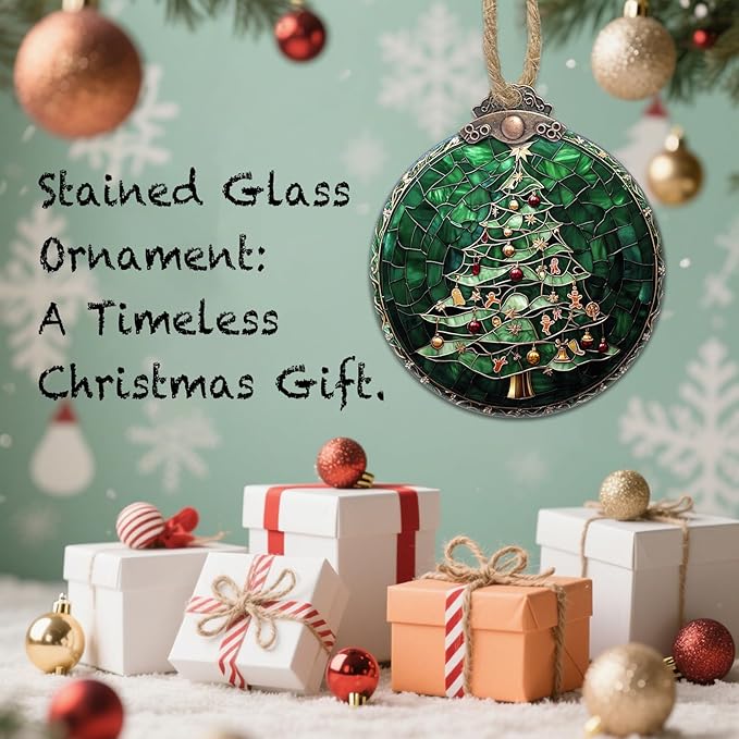 Stained Glass Christmas Decorations, Small Bell Pendant Suncatcher - Image 7