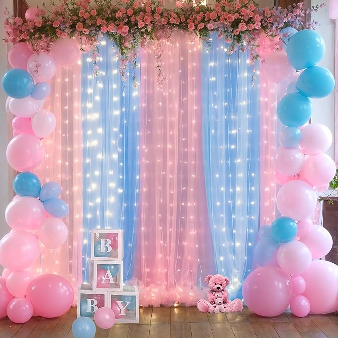 Pink and Blue Backdrop Curtains - Image 3