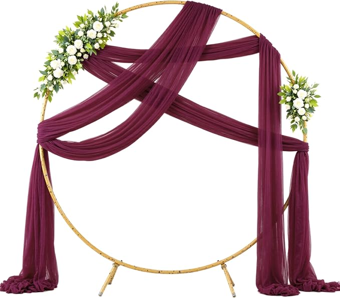 Wedding Arch Draping Fabric Backdrop 1 Panel 30" x 19Ft Burgundy Drapes Curtains - Image 5