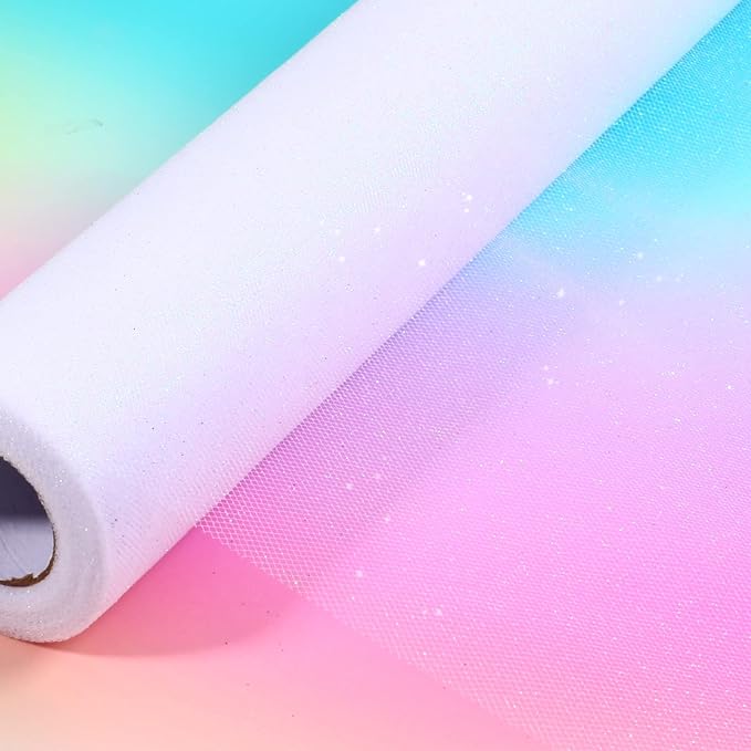 Sparkling Tulle Rolls, 15” by 30 Yards Glitter Tulle Spool Ribbon Fabric - Image 5