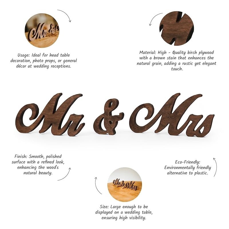 Mr and Mrs Sign for Wedding Table Decor, Mr & Mrs Wooden Signs, Rustic Wedding - Image 7