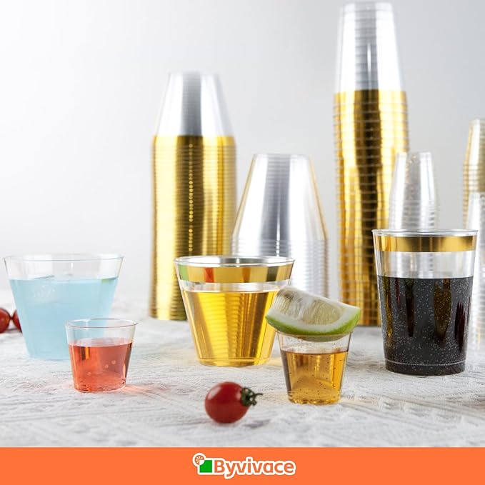 50counts 9 OZ. Disposable Cups Old fashioned Party Tumblers, 9 Ounce Squat Cups - Image 5