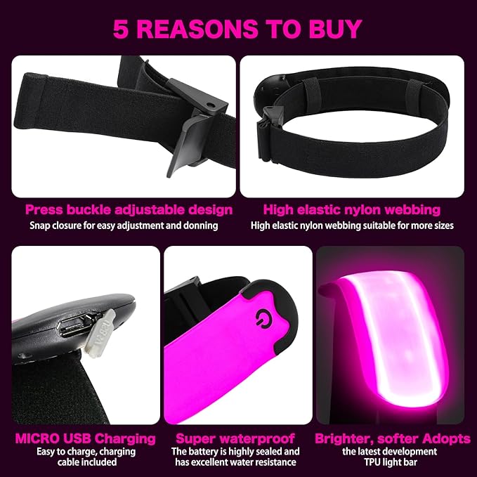 LED Armband Running USB Rechargeable, High Visibility Wristband - Image 3