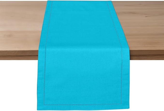 Ruvanti Linen Table Runner 108 Inches, Classic Hemstitch, Non-Slipping by Ruvanti