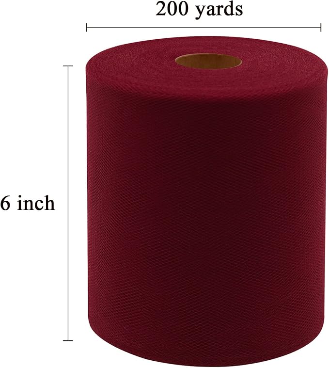 Burgundy Tulle Fabric Rolls 6 Inch by 200 Yards Fabric Spool Tulle Ribbon - Image 4