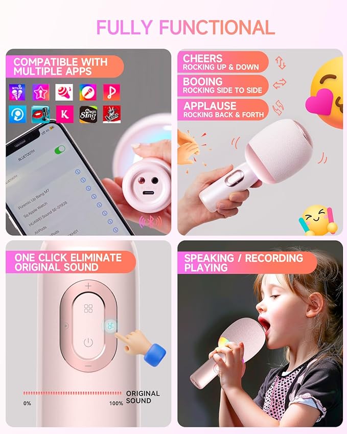 Wireless Bluetooth Karaoke Microphone, 5-in-1 Portable Handheld Mic Speaker - Image 8