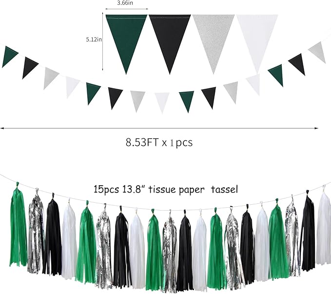 Black Green Silver Football Party-Decorations - Image 3