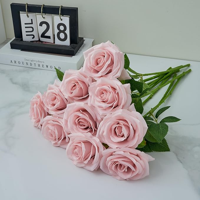 Artificial Rose 10pcs Open Flower Bouquet Faux Rose Stems - Image 5