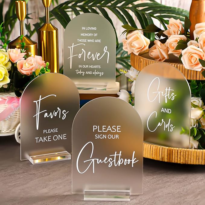 Chunful 4 Pcs Clear Acrylic Wedding Sign - Image 4