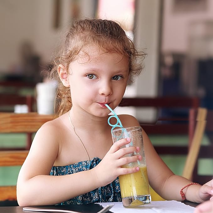 24 Pcs Silly Crazy Straws for Kids Reusable Plastic Loop Curly Crazy Drinking - Image 7