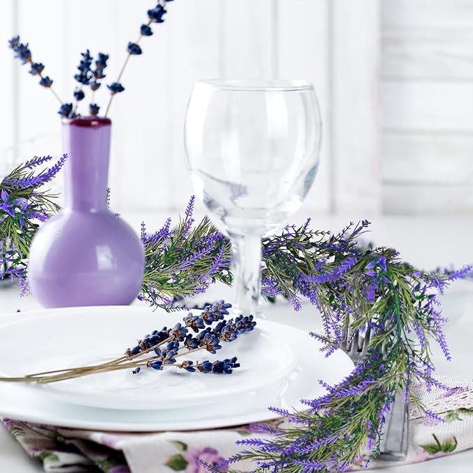 MAKHOT 6Ft Purple Lavender Artificial Garland Decor, Spring Summer All Year - Image 4
