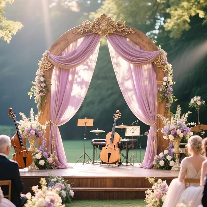 VOK Wedding Arch Draping Fabric Chiffon Fabric, 29in x 18Ft 2 Panels Sheer - Image 6