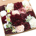 Floroom Burgundy Artificial Flowers Marsala Fake Roses Peonies Dahlia Greenery by Floroom