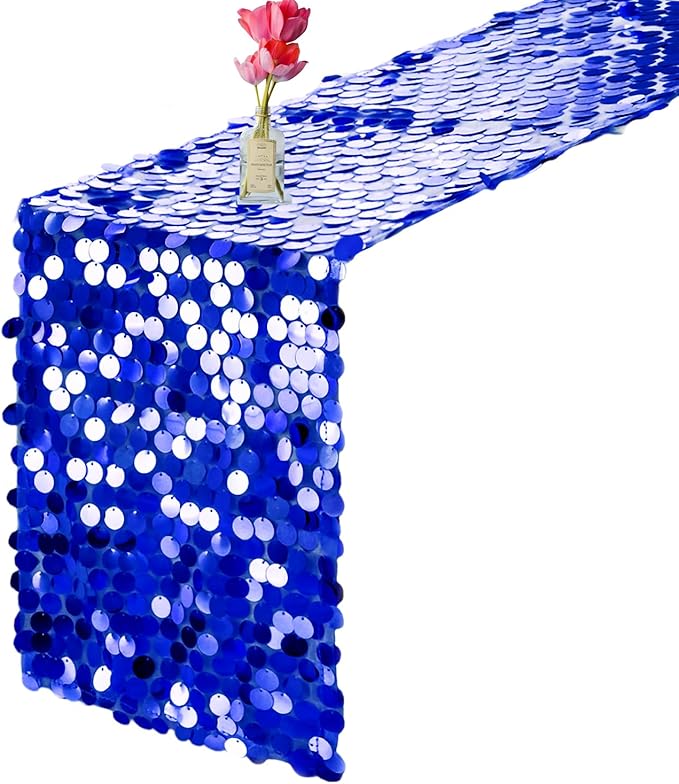 VHH Sequin Table Runner 12 x 108 inches Royal Blue Table Runner, Glitter Runner - Image 9