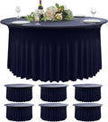 6 Pack Navy Blue Round Spandex Tablecloth 60 Inch, Wrinkle Free Stretch 120 by Nobed+HHT