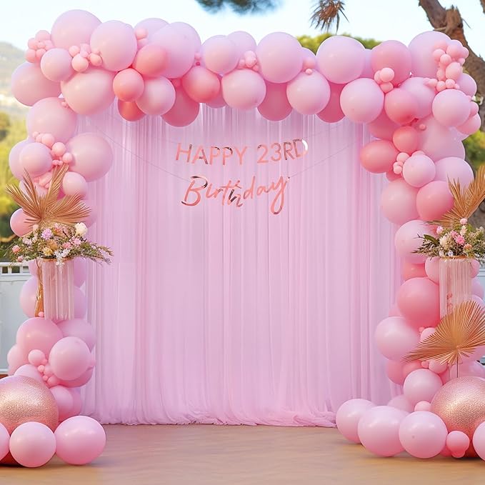 10x10 Pink Tulle Backdrop Curtains - Image 5