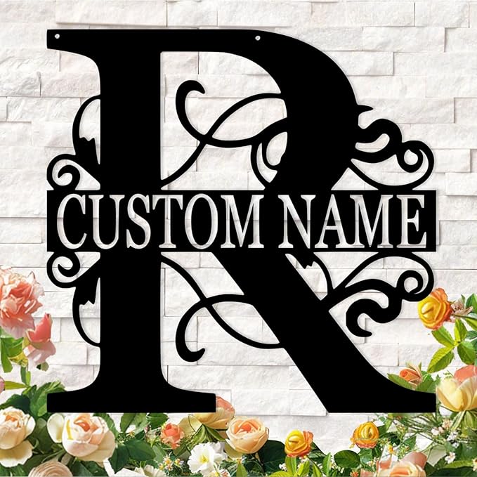 Custom Metal Name Sign, Personalized Family Last Name Signs by Syneiro