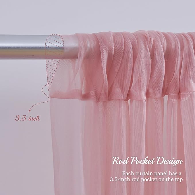 10x10ft Dusty Rose Tulle Backdrop Curtain - Image 5