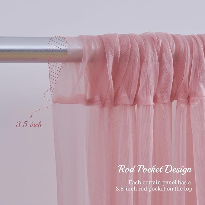 PARTISKY 20ft X 10ft Dusty Rose Tulle Backdrop Curtain - Image 4