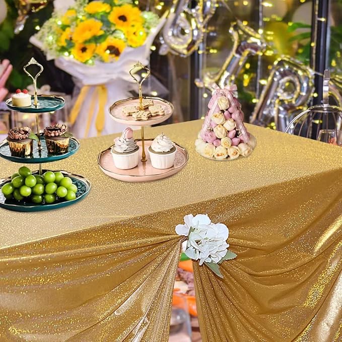 Fitable Gold Sequin Tablecloth for Parties 54x54 Inch - Image 3