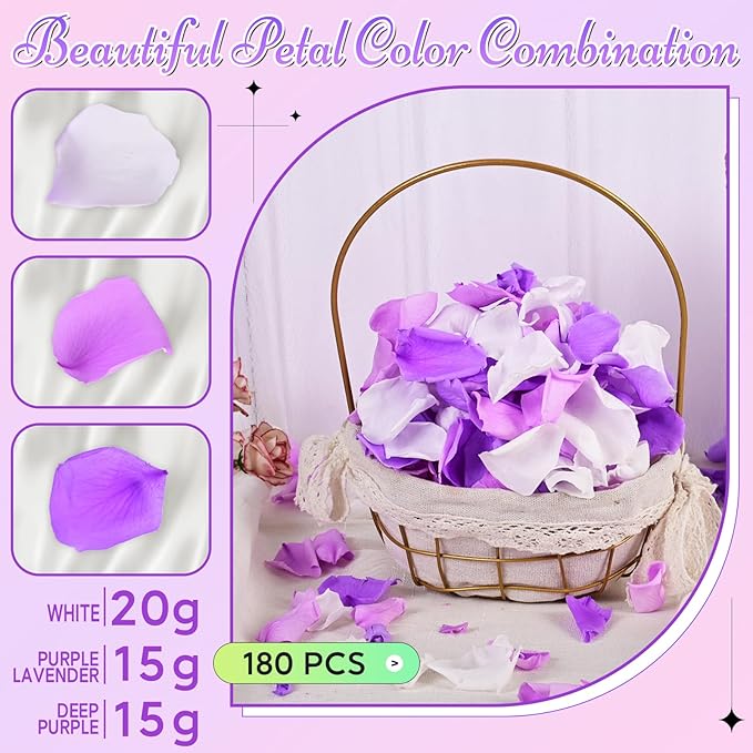 180 PCS Real Purple White Rose Petals - Image 4