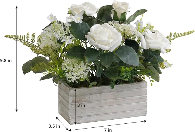 Artificial Flowers Plants Fake Rose Floral Arrangements in Pots - Image 2