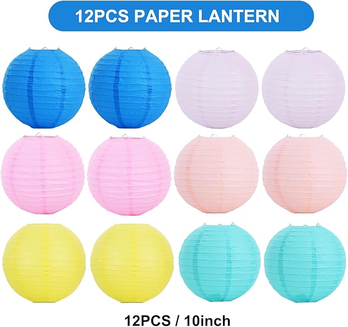 BEISHIDA 12 Pcs Macaroon Mix Paper Lanterns, Hanging Decorative Chinese - Image 2