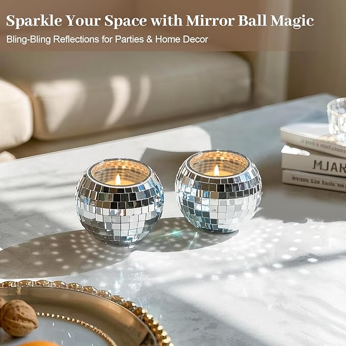 Luditek Disco Ball Candle Holders, Glass Votive - Image 4
