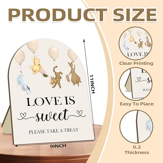 Winnie Love is Sweet Please Take A Treat Sign, Classic Pooh Love is Sweet Sign - Image 2
