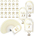Wedding Table Numbers 1-30, 30 White Gold TableNumber Cards by SELANTAG
