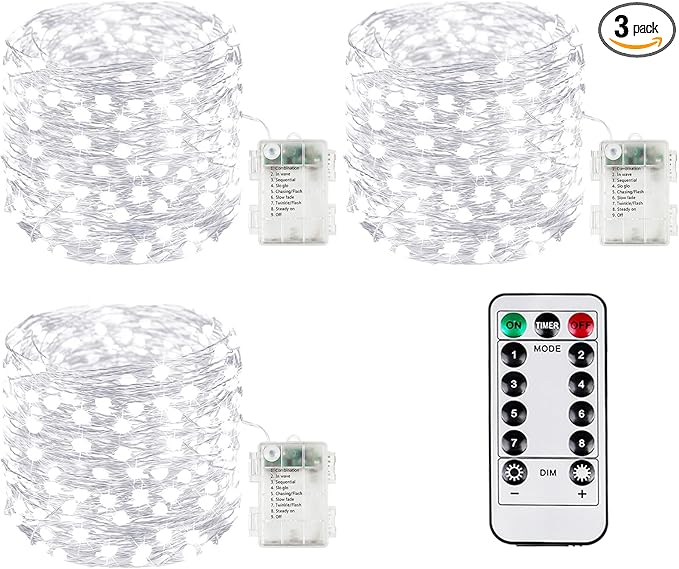 3Pack 99Ft 300LED Fairy Lights Battery Operated by BHCLIGHT