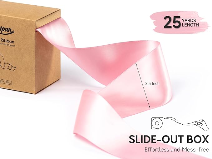 Pink Satin Ribbon 2.5 Inch Double-Faced Valentines Ribbons - Image 2