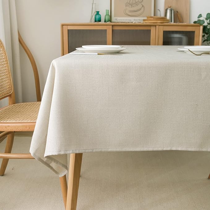 NLMUVW Linen Table Cloth for Square Tables, Rustic Textured Tablecloth Water by NLMUVW