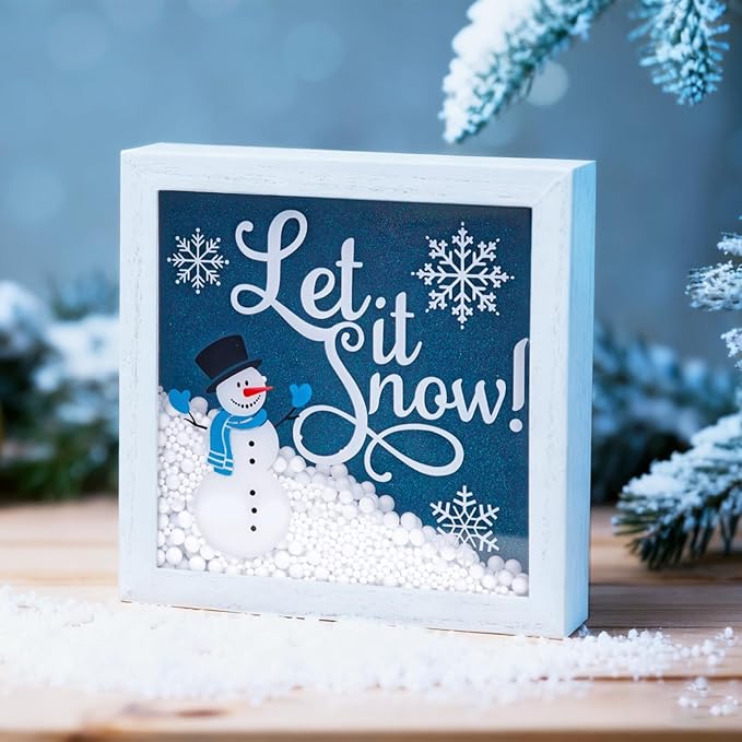Christmas Wooden Tabletop Sign Blue Snowman - Image 8