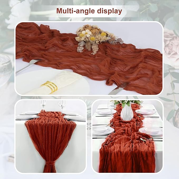 6 Pack Terracotta Cheesecloth Table Runner 35x120 Inch 10Ft Rustic Gauze Cheese - Image 5