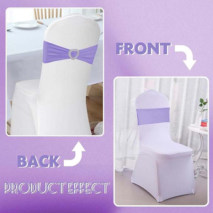 100PCS Spandex Chair Sashes Bows Universal Stretch Elastic Chair Cover Band Ties - Image 4