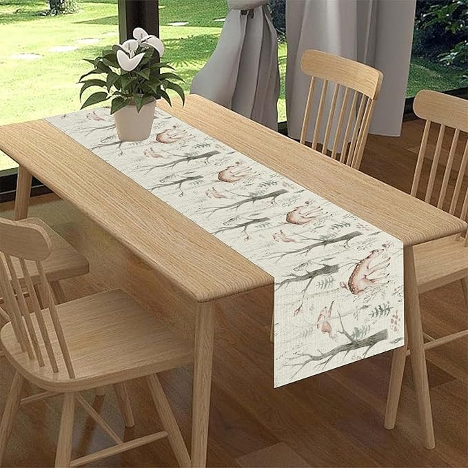 Rustic Woodland Table Runner, Farmhouse Forest Animals Country Lodge Wild Hunt - Image 3