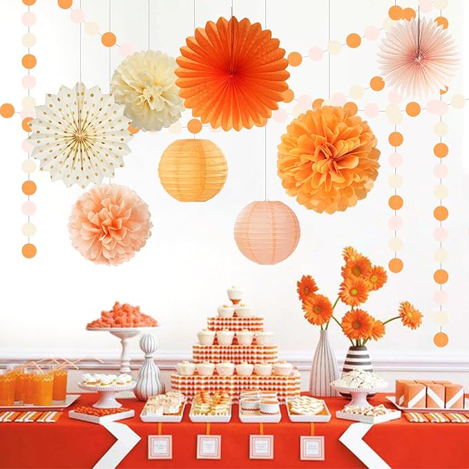 Orange-Beige Peach Fall-Boho Thanksgiving Party-Decorations - Image 4