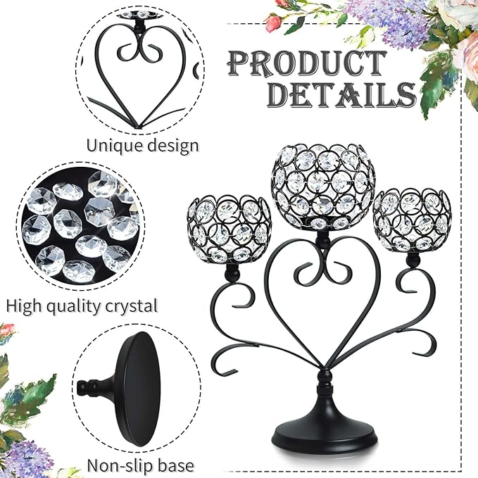2 Pcs 3-Arm Heart Tea Light Candle Holder - Image 2
