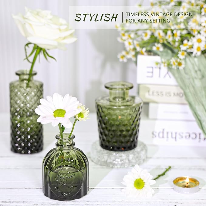 12pcs Glass Bud Vase Set, Small Green Flower Vases - Image 5