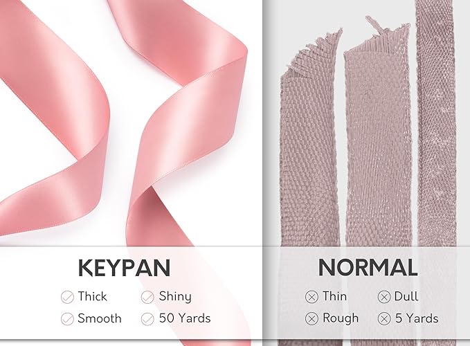 Pink Satin Ribbon 1-1/2 Inch x 50 Yards Double-Faced Valentines Ribbons - Image 4