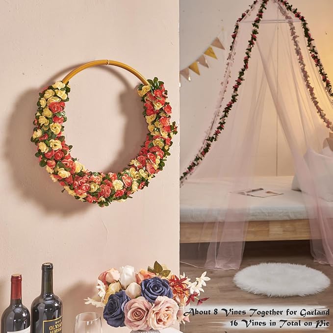 8 Pcs x 8.2 ft Flower Garland Artificial Rose Vine Flowers - Image 5