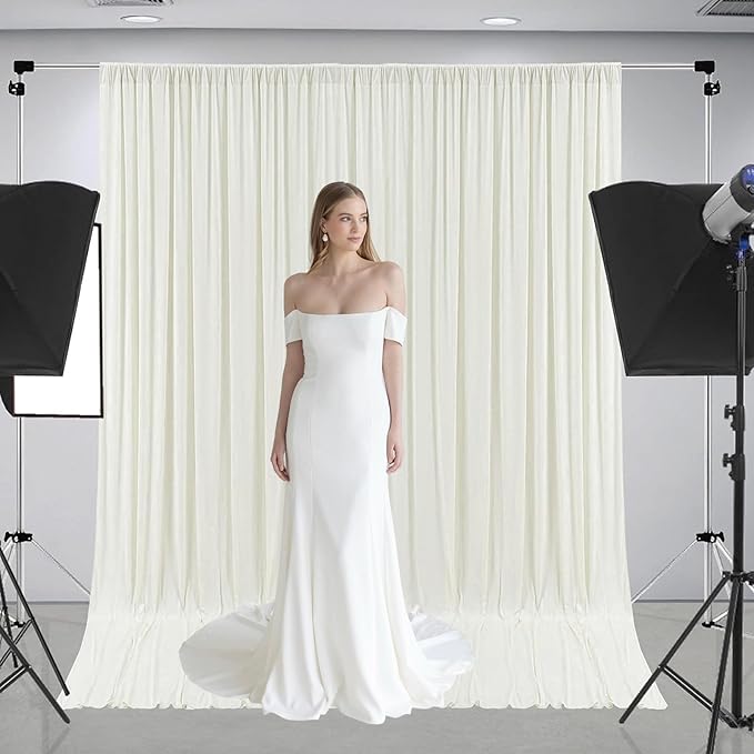 10 x 10 Feet Ivory White Backdrop Curtain - Image 4