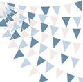32Ft Blue Party Decorations Retro Blue Triangle Banner Flag Pennant Bunting by pinkblume